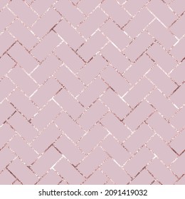 Rose gold seamless pattern. Pink glam marble background. Repeating golden stripes. Elegant line printing. Repetition glitter patern for design prints. Delicate printed. Beauty foil texture. Vector