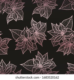 Rose gold Seamless pattern with poinsettia flowers
