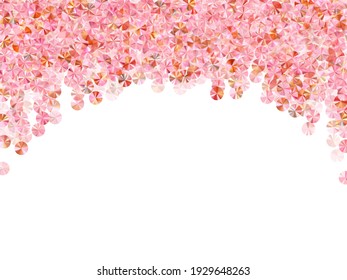 Rose gold sequin confetti scatter vector illustration. Wedding invitation card background. Glamour glossy tinsel particles party decor. Romantic bridal confetti texture.