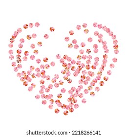 Rose gold sequin confetti scatter vector composition. Valentine's day background design. Circle glossy spangle particles holiday glitter. Romantic love valentine confetti.