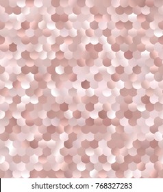 Rose Gold Sequin Scales Seamless Vector Pattern. Pastel Pink Glitter Texture. Shiny Reflective Spangles Bead Background. Pattern Tile Swatch Included. svg