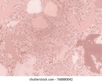Rose gold sequins texture. Abstract halftone background. Vector golden pattern of round elements.