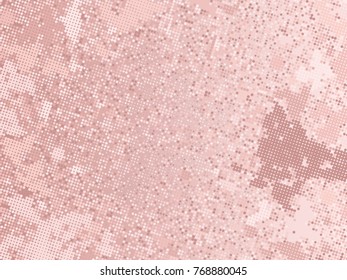 Rose gold sequins texture. Abstract halftone background. Vector golden pattern of round elements.