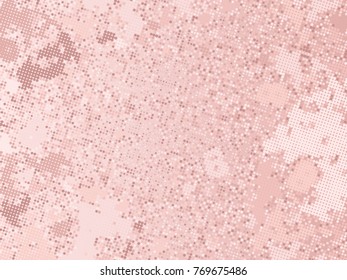 Rose gold sequins texture. Abstract halftone background. Vector golden pattern of round elements.