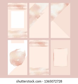 Rose gold. Set of vector backgrounds for social media and blogs. Elegant background with metallic effect.