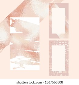 Rose gold. Set of vector backgrounds for social media and blogs. Elegant background with metallic effect.