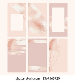Rose gold. Set of vector backgrounds for social media and blogs. Elegant background with metallic effect.