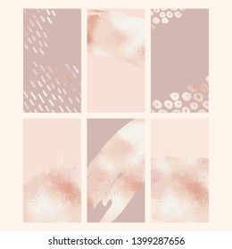 Rose gold. Set of vector backgrounds for social media and blogs. Elegant background with metallic effect