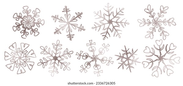 Nevada con copo de nieve oro rosa para Navidad e invierno Vacaciones vectoriales aislados en fondo blanco