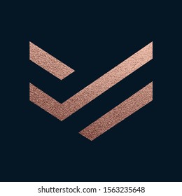 Rose Gold V Logo with Tick Mark