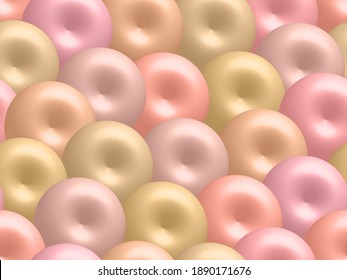 Rose Gold Valentine's Day Background. Soft Pink Spheres. Bubble Gum Wrapper Smooth Shapes Backdrop. Vector 3d Illustration. Abstract Sweet Minimal Poster Design. Pink Gold Bubbles. Fashion Background