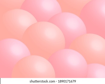 Rose Gold Valentine's Day Background. Soft Pink Spheres. Bubble Gum Wrapper Smooth Shapes Backdrop. Vector 3d Illustration. Abstract Sweet Minimal Poster Design. Pink Gold Bubbles. Fashion Background