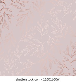 Rose Gold. Vector Ornamental Pattern With Branches