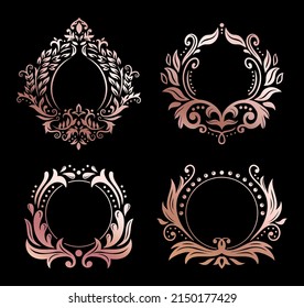 Rose gold vintage premium framing of set. Vector vintage frame premium, decoration pattern texture illustration