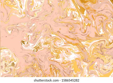 Rose Gold White Marble Ink Texture. Vector Creative Artistic Liquid Background. Wedding Invitation, Background, Wallpaper, Banner Design Cover Template. Vector Painting Illustration.