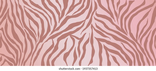 Rose Gold zebra skin background vector. Luxury gold texture with foil effect.  Animal stripes pattern wall art vector illustration.