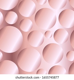 Los círculos de gradiente diagonal dorado en rosa son un patrón sin fisuras. Fondo vector moderno abstracto. Papel de pared sin fin de metal brillante.