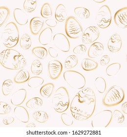 Rose Golden easter eggs seamless vector pattern