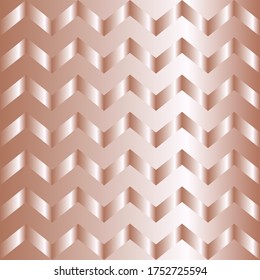 Rose golden gradient chevron pattern. Abstract modern vector background. Shiny metal zigzag wallpaper.