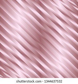 Rose golden gradient diagonal stripes pattern. Abstract modern vector background. Shiny metal wallpaper.