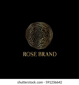 Rose golden vector logo design template. Flower fashion illustration