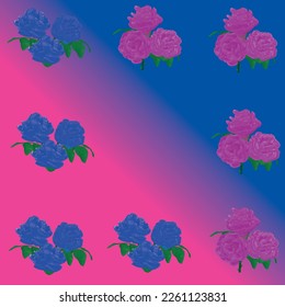 Rose graphic design.
Vector set in blue and pink colors.
For use on postcards, packaging, fabrics, advertising. The background can be customized.
EPS10 vector.