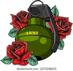 Rose and Grenade vector illustration