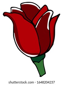 Rose is a hand drawing. A blossoming rosebud. Vector illustration.