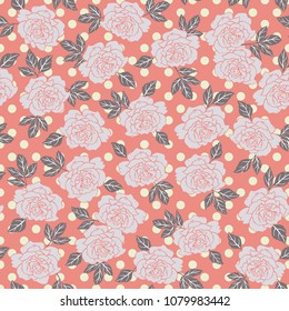 Rose hand drawn floral vector seamless pattern.