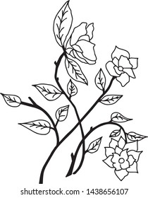 rose hand drawn line vector, roses art, illustration logo. rose black and white