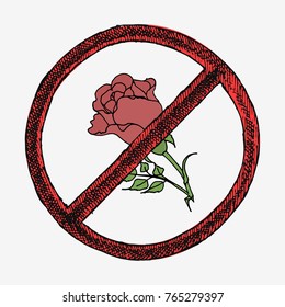 Rose hand drawn logo design. vector stock illustration