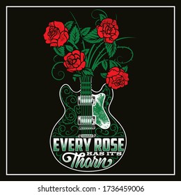 “Every Rose Has It's Thorh ” T-Shirt was created Vector format Can be used for digital printing and screen printing