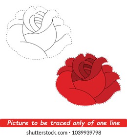 Rose Head Beautiful. One Line Dot to Dot Educational Game for Kids.