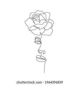 Rose head line drawing face. minimalist abstract woman face