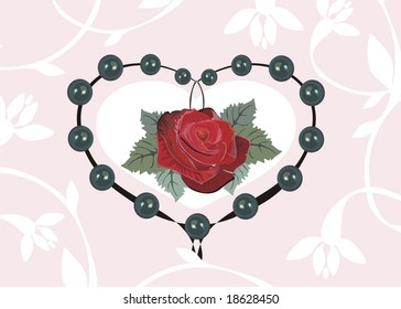 Rose in heart of black pearl