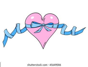 Rose heart with blue ribbon