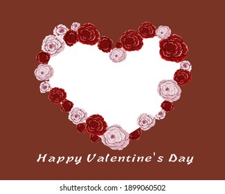 Rose and heart frame on red background with tea vector illustration