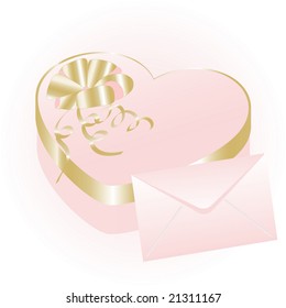 Rose heart gift box with envelope