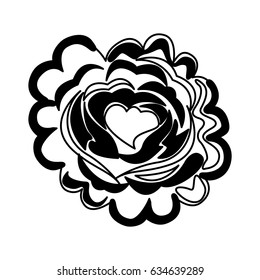 rose with heart icon