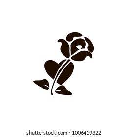 rose in heart icon. flat design
