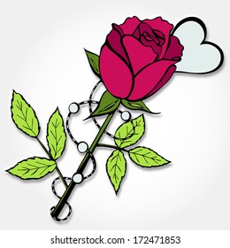 Rose with heart illustration