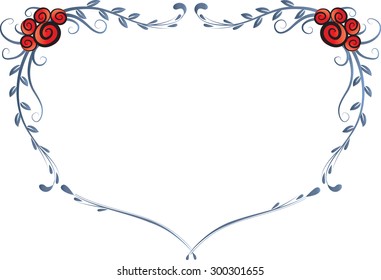 rose with heart shape border