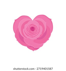 Rose heart. Vector illustration. Heart in pink color, heart icon for design. Flower with petals. Love, romance hearts. Vector icons. Heart love symbol. For gifts, Valentine's Day, birthday