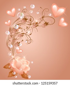 Rose with hearts and bubbles