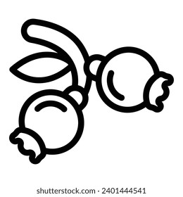 Vector de contorno de icono de la ayuda de rosa. Semillas de planta de rosa. Frutas accesorias naturales