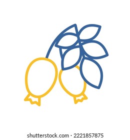 Arándanos de cadera rosa y hojas icono vector. Símbolo gráfico del sitio web de comida y bebida, diseño de aplicaciones, aplicaciones móviles y medios impresos, logotipo, interfaz de usuario