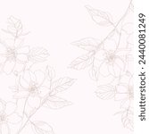 Rose hip wild spring flowers, abstract floral sketch art, hand drawn texture pencil,  botanical illustration