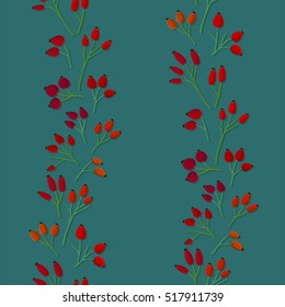 Rose hips on blue - vector background