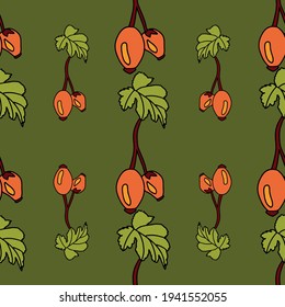 Rose hips seamless repeat vector pattern print