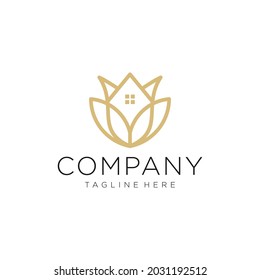 Rose house vector logo design template. Logos can be used for icons, brands, identities, decorations, boutiques, hotels, beauty salons and spas.